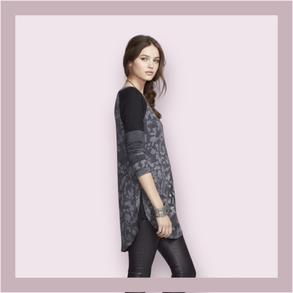 Free People Charcoal Bed Of Roses Top